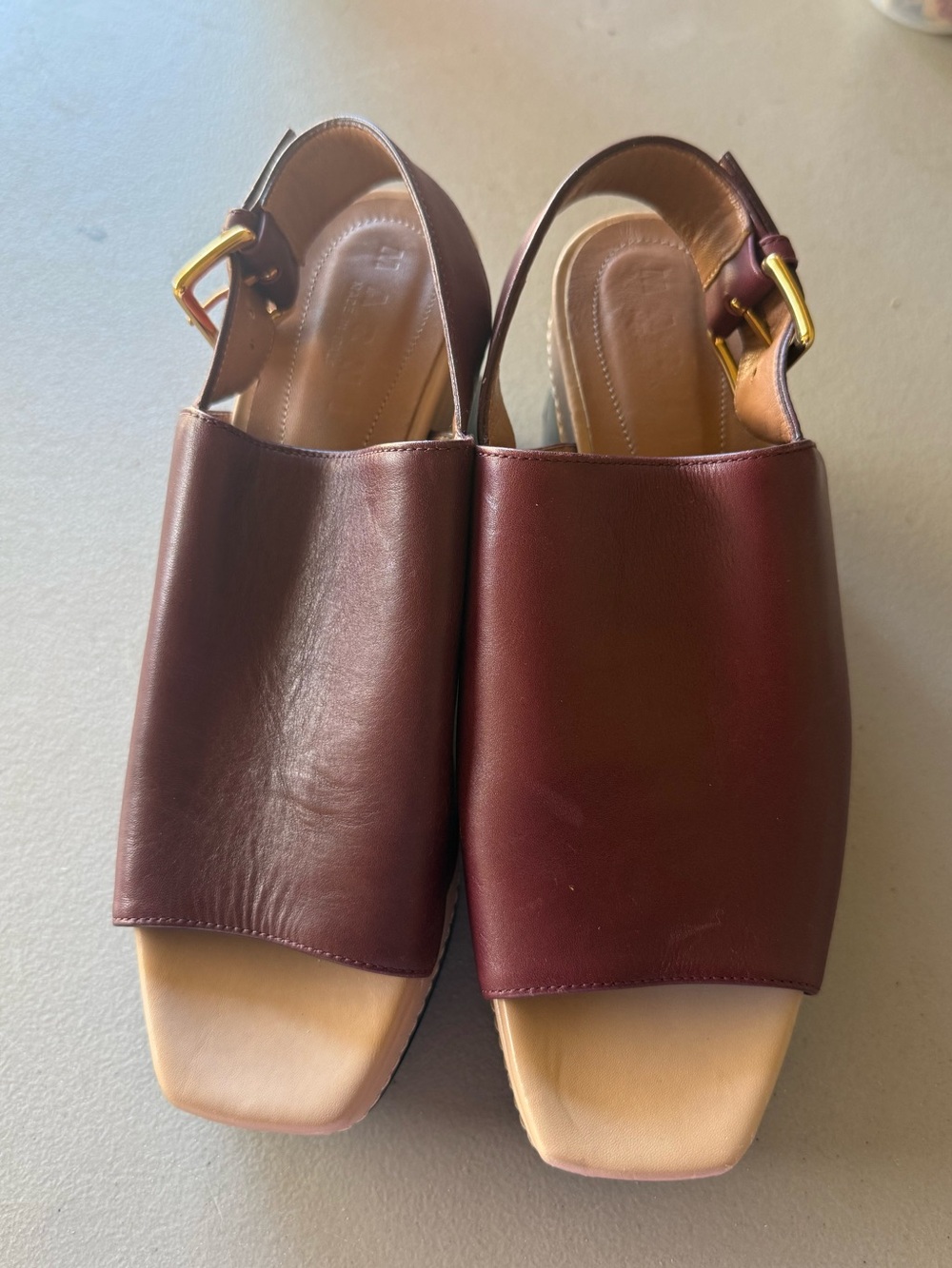 Marni Women’s Burgundy Leather Slingback Sandals